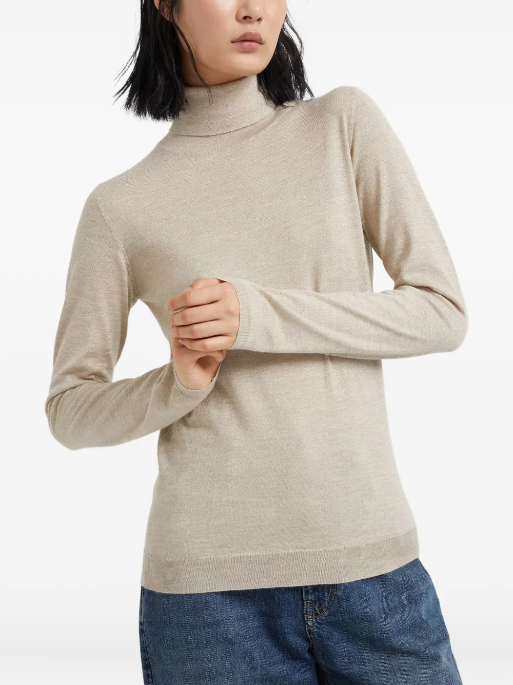  Brunello Cucinelli Sweatshirt Mit Rollkragen   Nude 