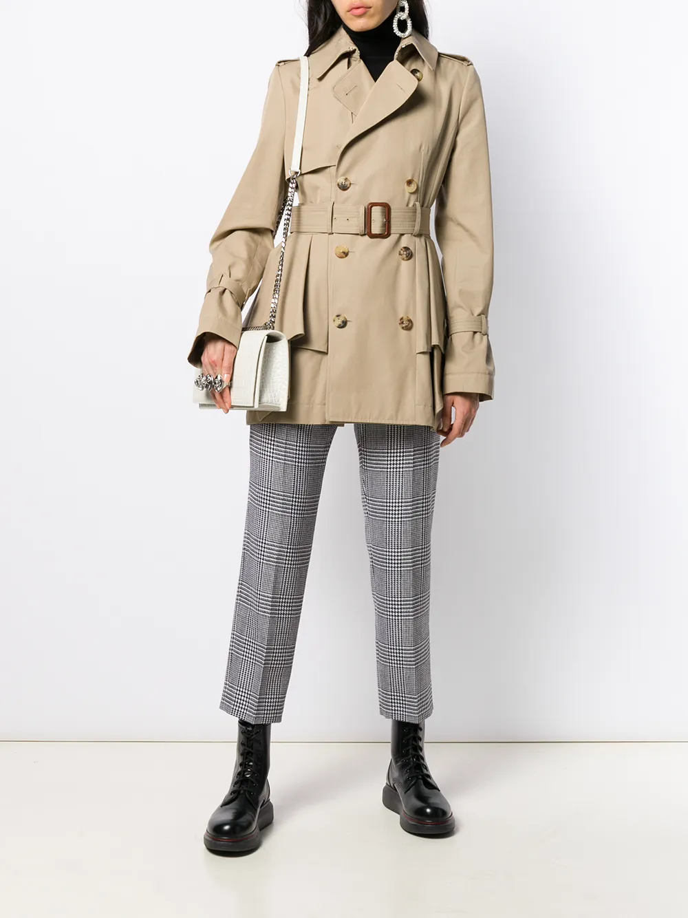  Alexander Mcqueen Karierte Cropped Hose   Schwarz 