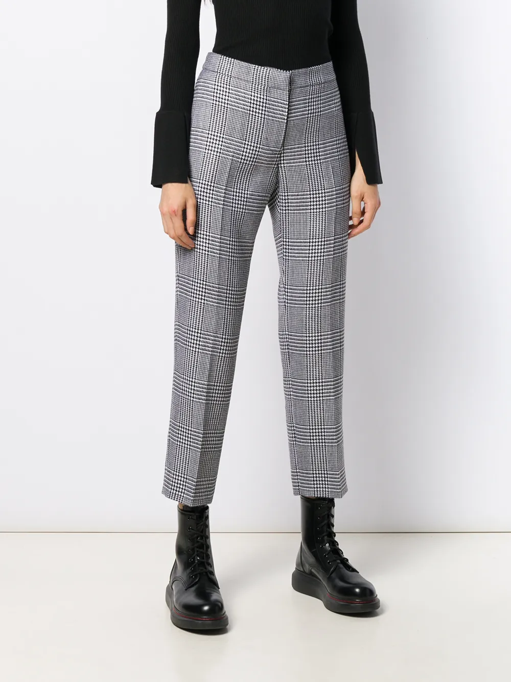  Alexander Mcqueen Karierte Cropped Hose   Schwarz 