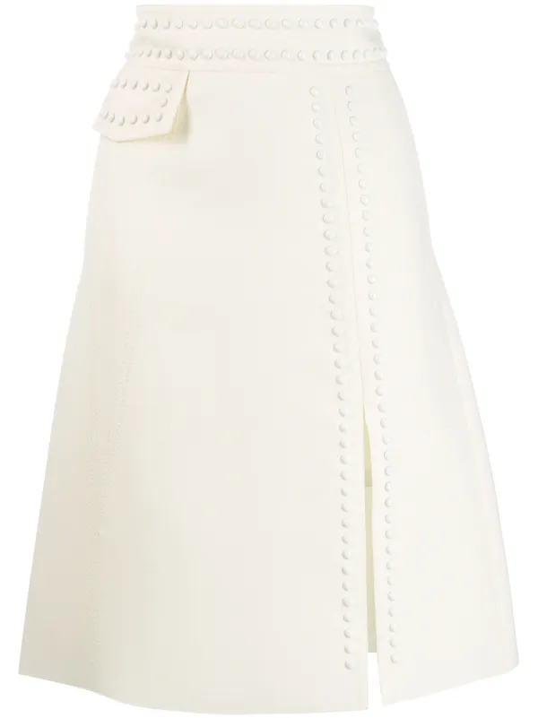 white embellished midi skirt