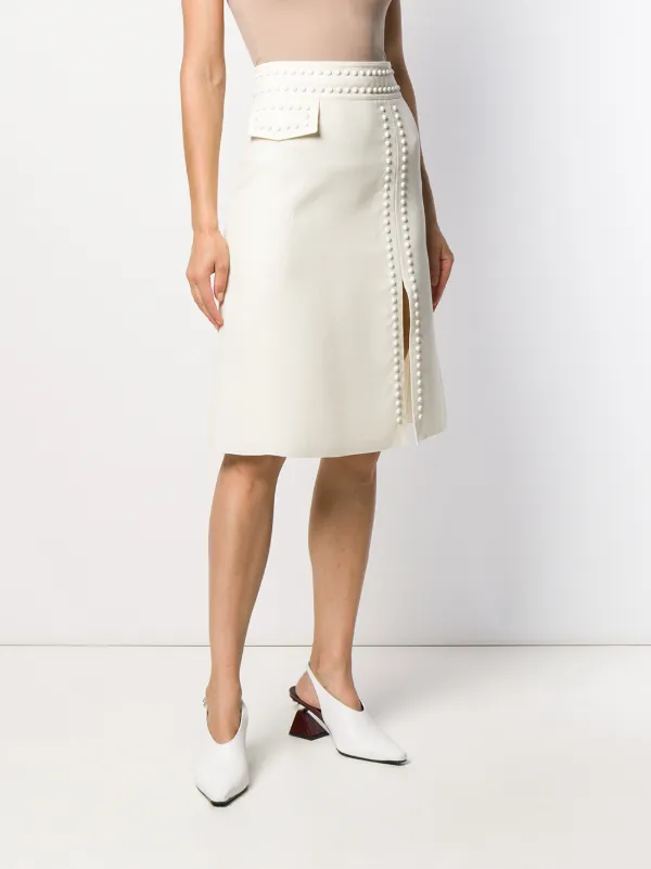 white embellished midi skirt