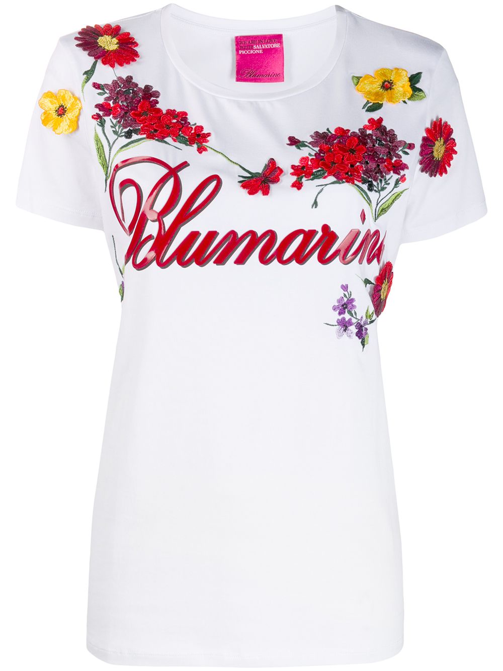 фото Blumarine футболка с цветочной вышивкой