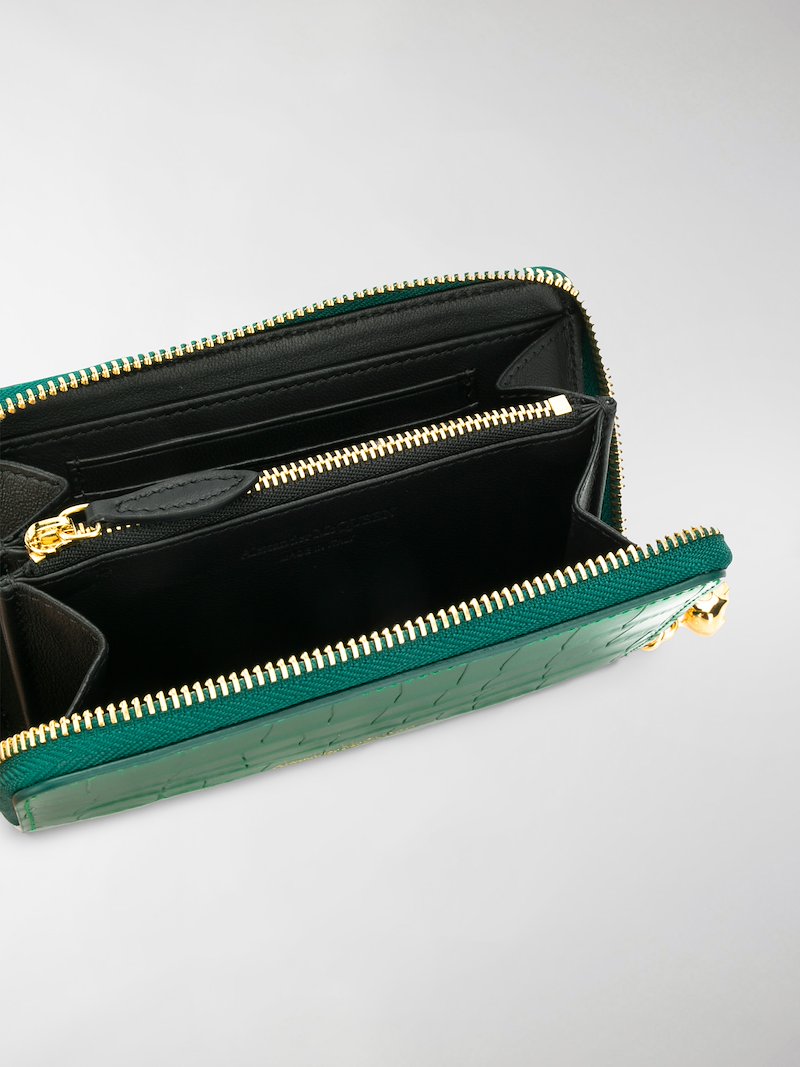 Alexander Mcqueen Crocodile Effect Wallet Green Modes