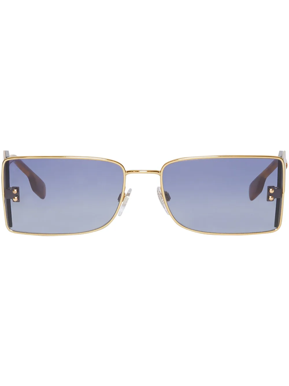 

Burberry ‘B’ Lens Detail Rectangular Frame Sunglasses - Gold