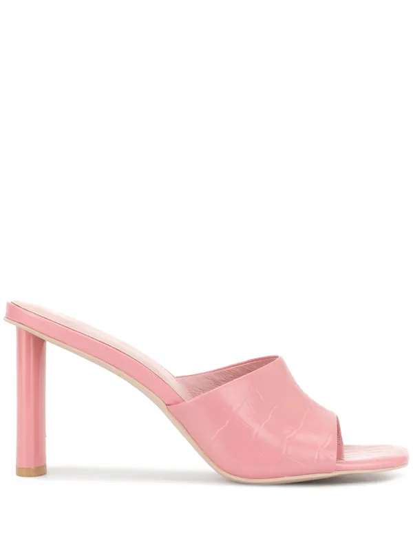pink heeled mules