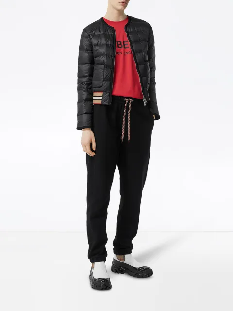 BURBERRY ICON STRIPE DETAIL DOWN-FILLED PUFFER JACKET