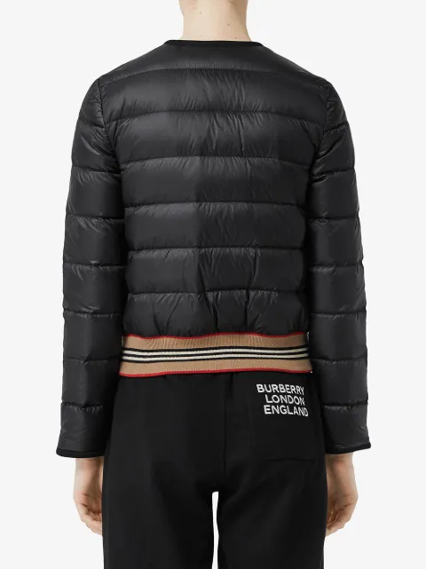 BURBERRY ICON STRIPE DETAIL DOWN-FILLED PUFFER JACKET