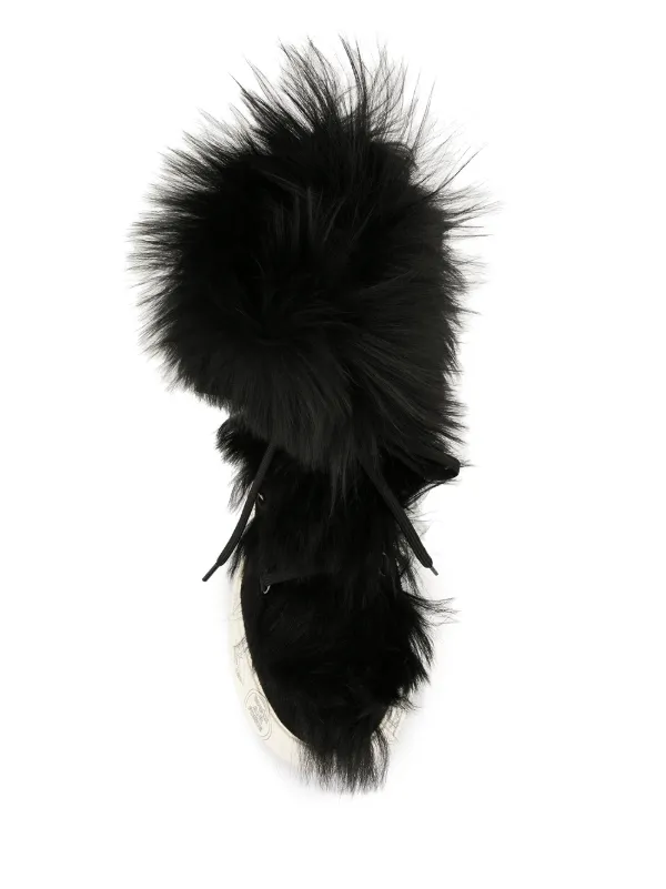 black lace up boots with fur