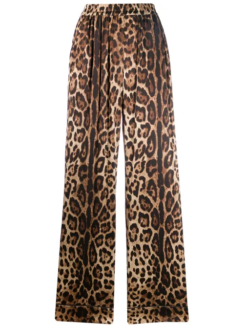 Pantalon droit à imprimé léopard - Dolce & Gabbana - Modalova
