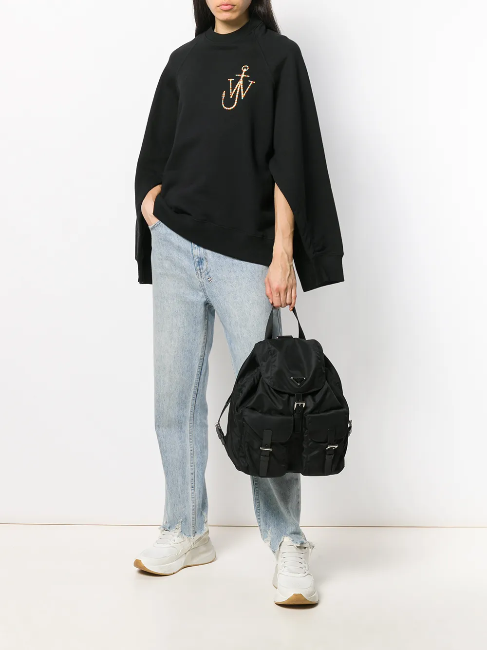  Jw Anderson Sweatshirt Mit Logo Stickerei   Schwarz 