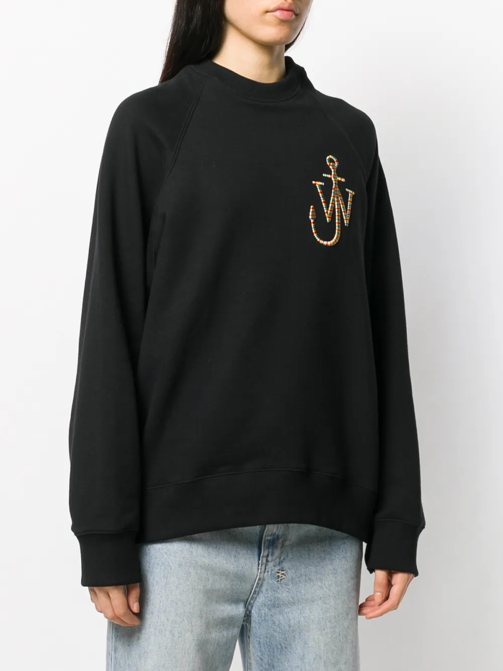  Jw Anderson Sweatshirt Mit Logo Stickerei   Schwarz 