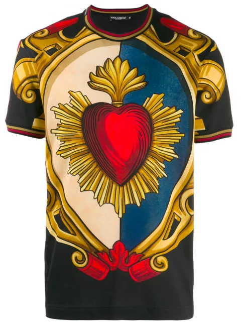 Dolce & Gabbana Sacred Heart Print T-shirt In Black