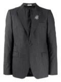 Alexander McQueen insect-embellished pinstriped blazer - Grey