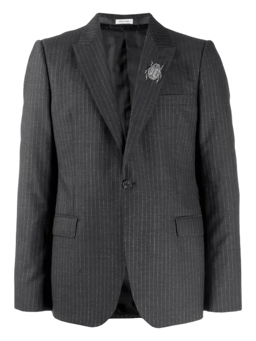Blazer à fines rayures et ornement métallique - Alexander McQueen - Modalova
