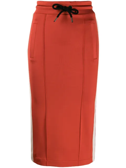 Click to view more detailed imagery on our partner's website Palm Angels Stripe Detail Midi Skirt In Red
