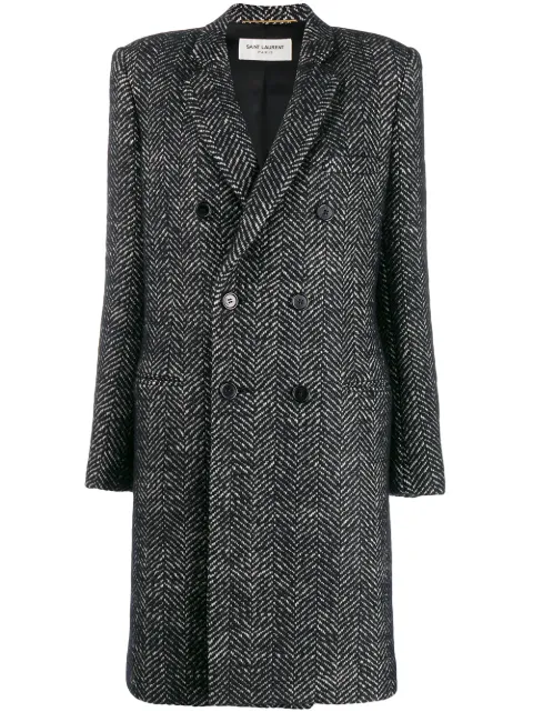 Saint Laurent herringbone double-breasted coat