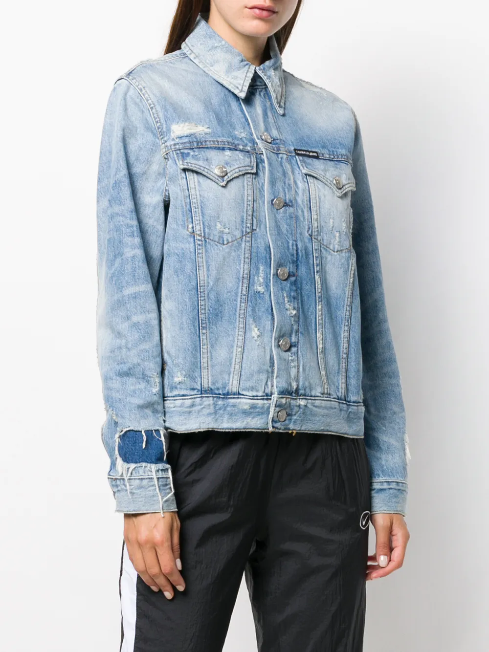 calvin klein distressed denim jacket