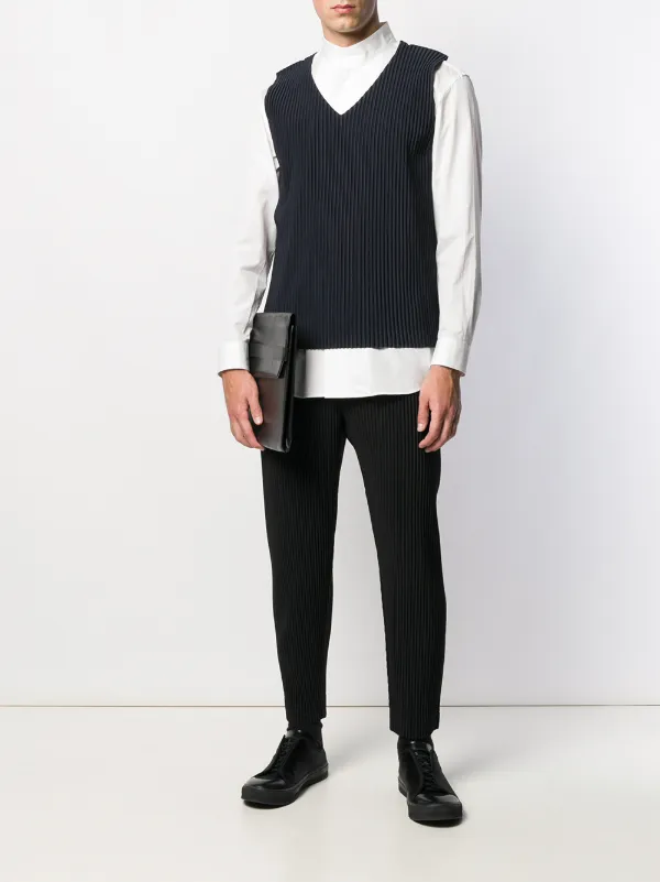 sweatpants and collared shirt