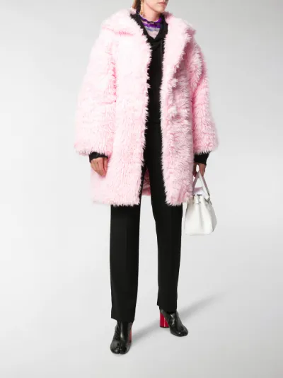 Balenciaga faux fur coat pink | MODES