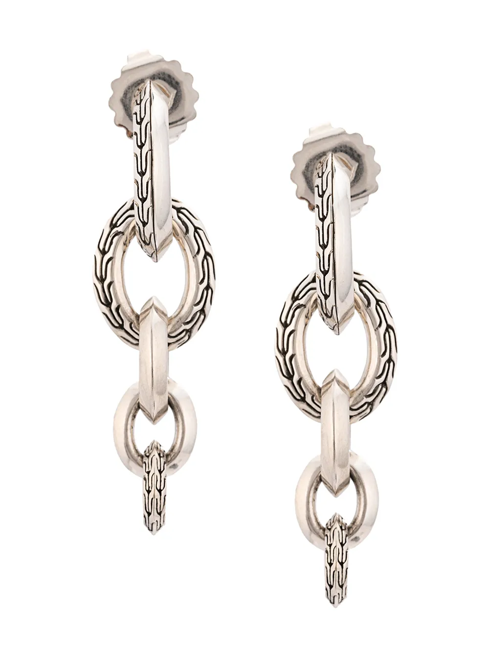 JOHN HARDY CLASSIC CHAIN KNIFE EDGE INTERLINK LONG DROP EARRINGS