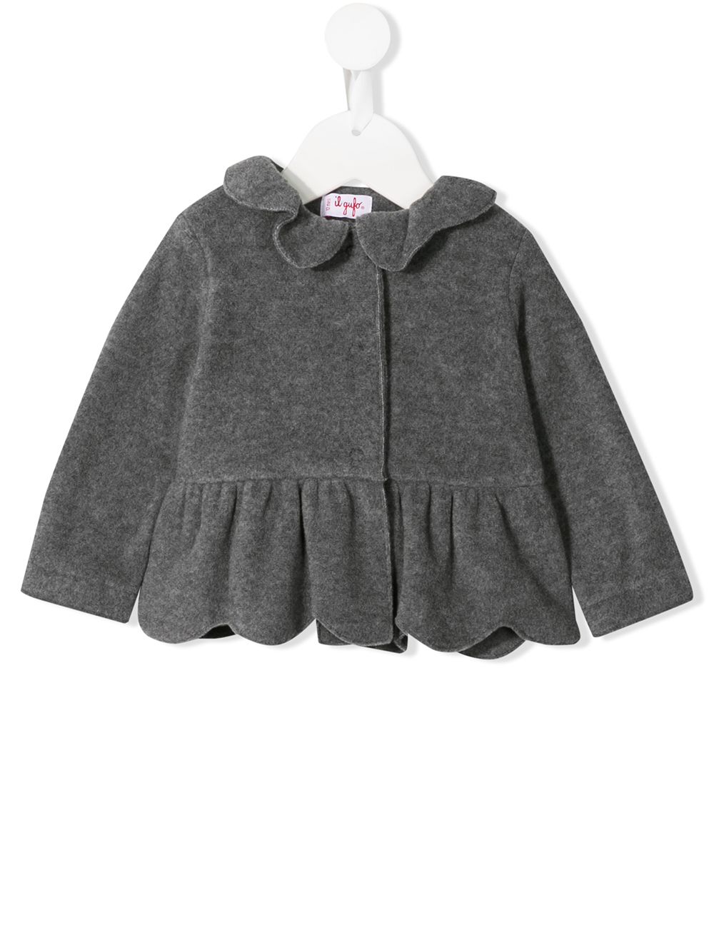 Il Gufo Babies' Scalloped Hem Textured Jacket In Grey