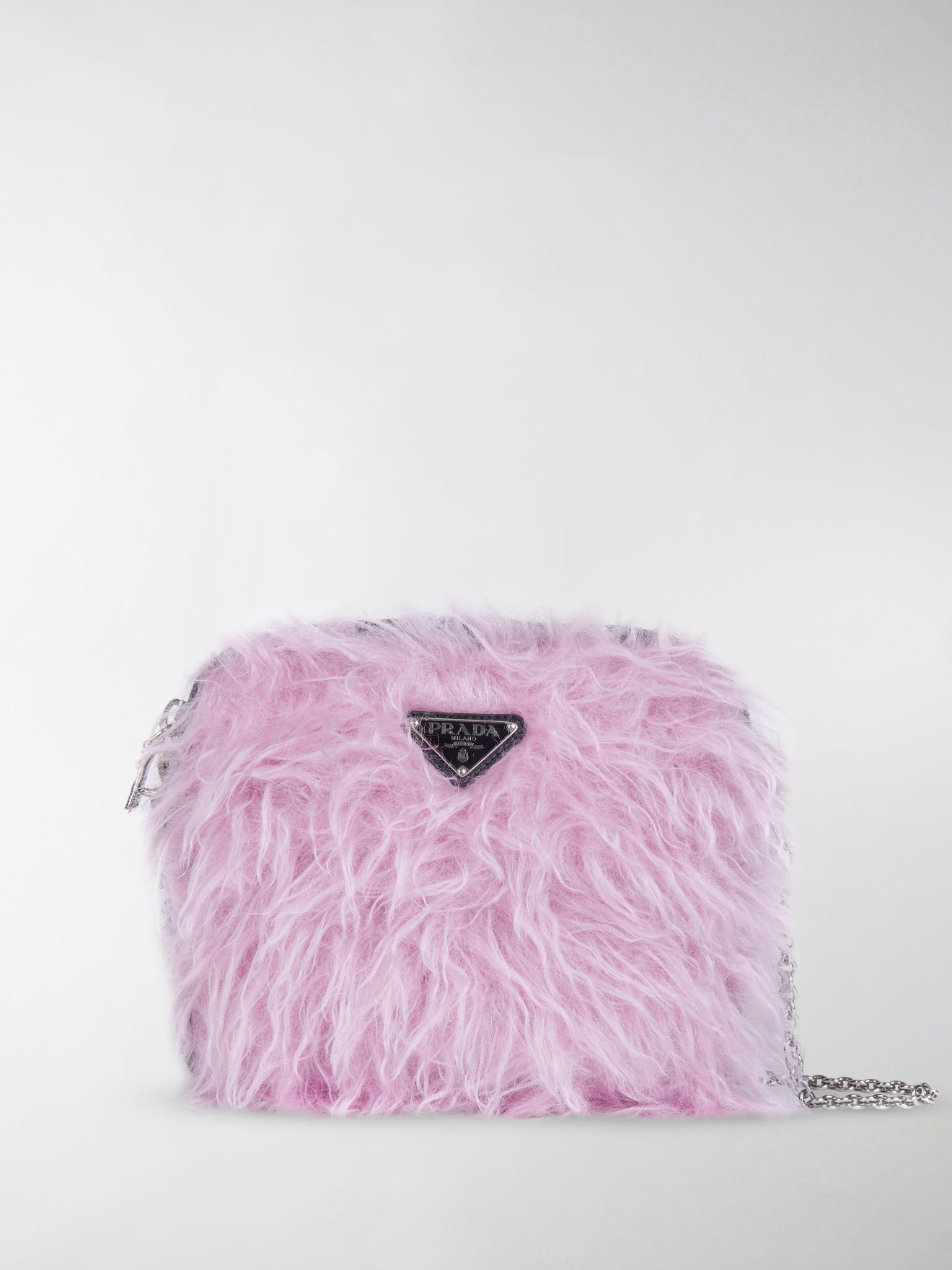 Prada fluffy logo clutch f0j2v nero glicine | MODES