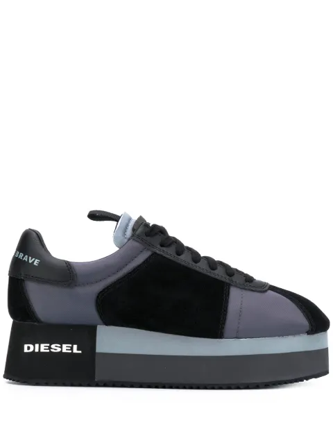 diesel panelled platform sneakers