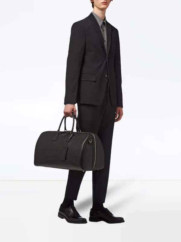 Prada Black Re-nylon And Saffiano Duffle Bag for Men