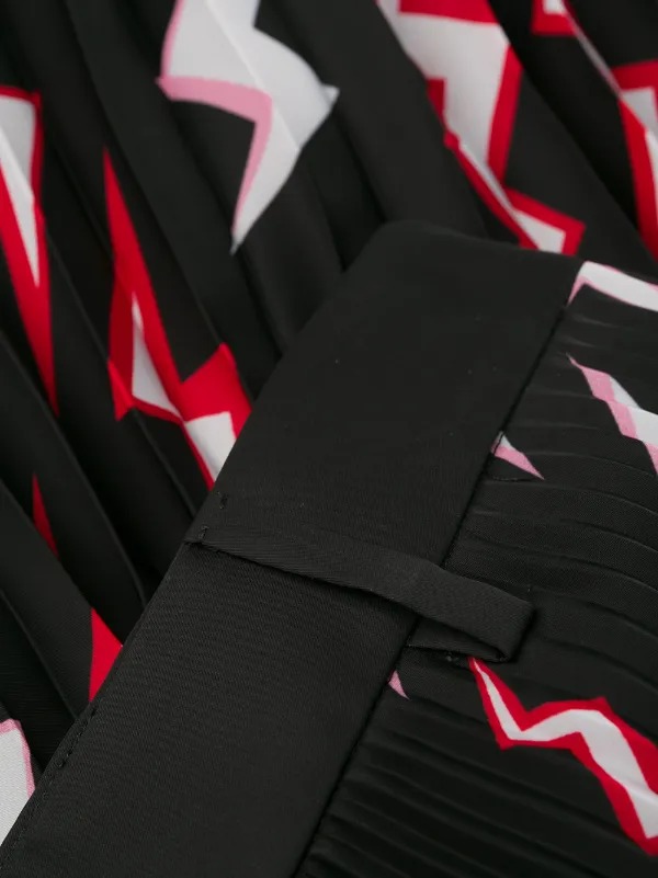 Prada Pleated Lightning Bolt Skirt | Black | FARFETCH
