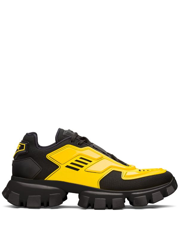 black and yellow prada sneakers