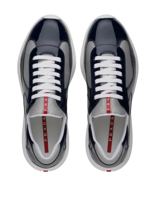 prada patent leather and technical fabric sneakers
