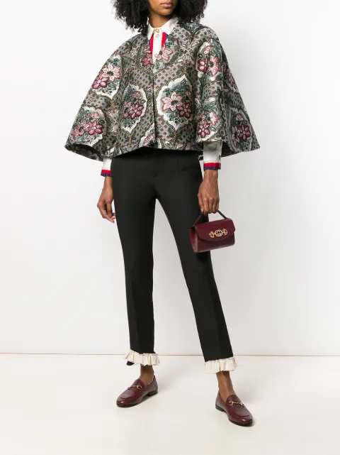 GUCCI GEOMETRIC FLORAL JACQUARD CAPE