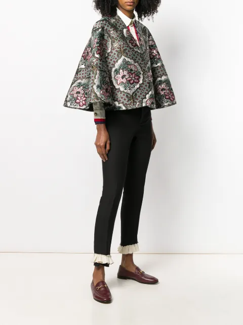 GUCCI GEOMETRIC FLORAL JACQUARD CAPE