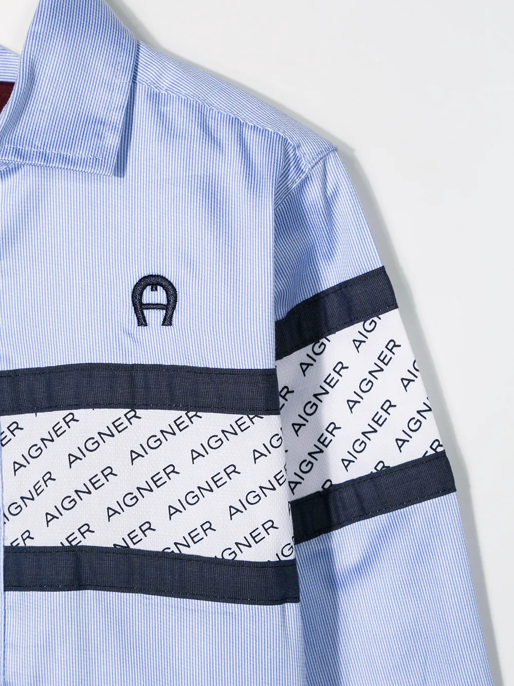 Aigner Kids Overhemd met geborduurd logo Blauw