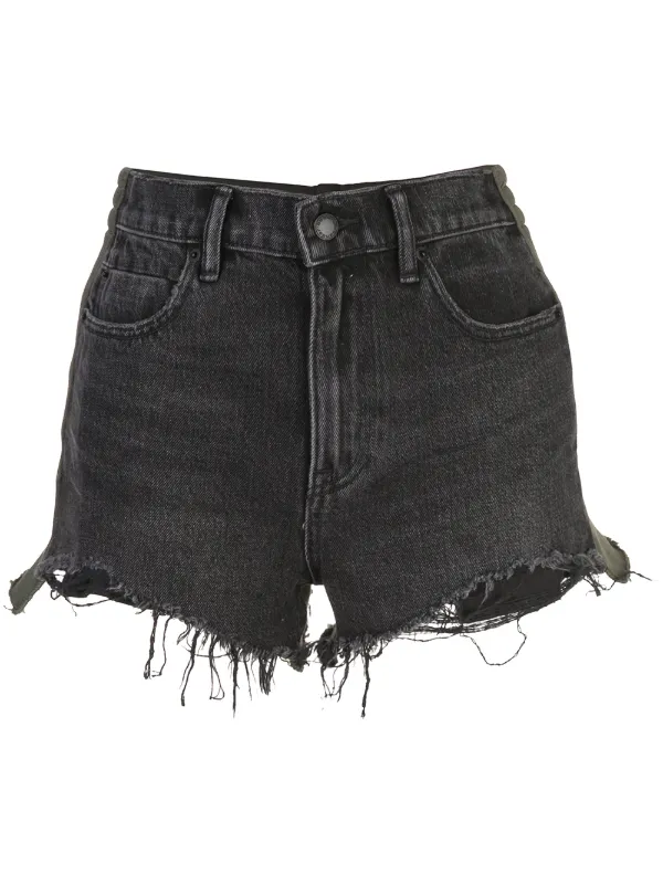 denim shorts with frayed hem