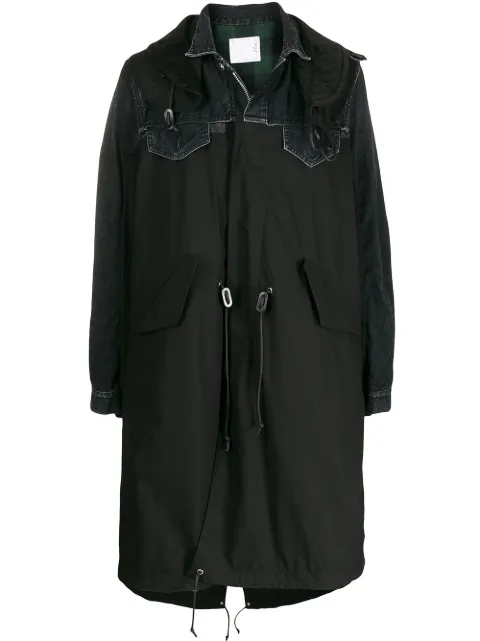 Click to view more detailed imagery on our partner's website Sacai Oversized Hooded Coat In 002 Black