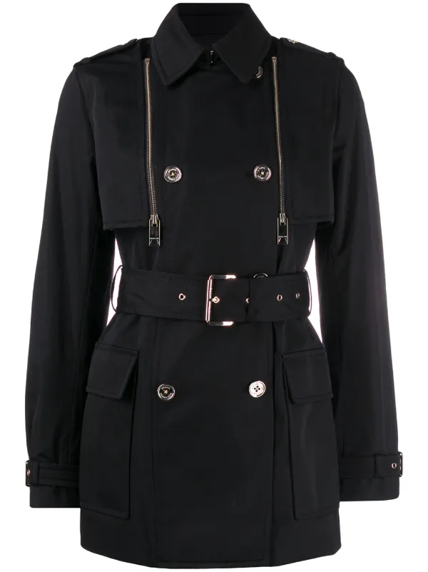 michael kors black trench coat with hood