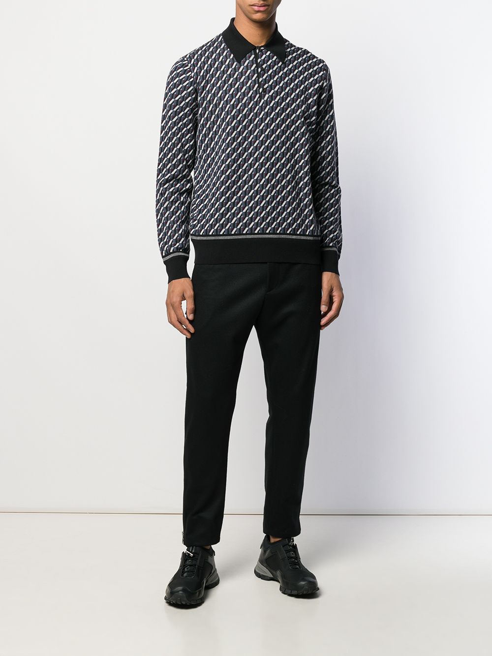 Prada long-sleeve Intarsia Polo Shirt - Farfetch