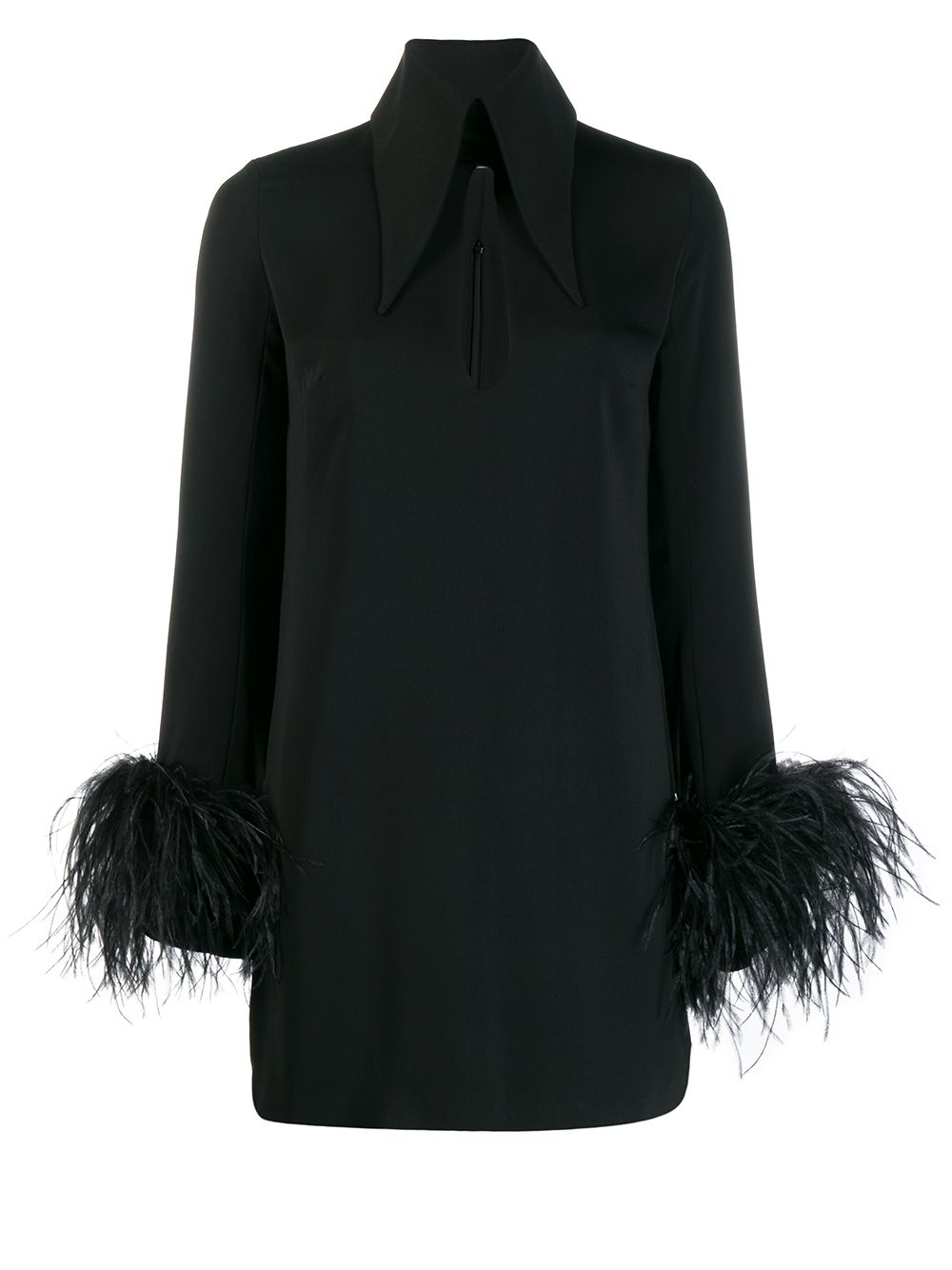 Black Michelle feather-trim crepe top