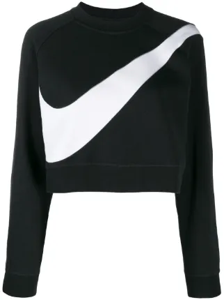 black nike sweatshirt with white swoosh