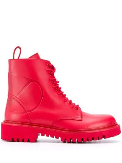 valentino red combat boots