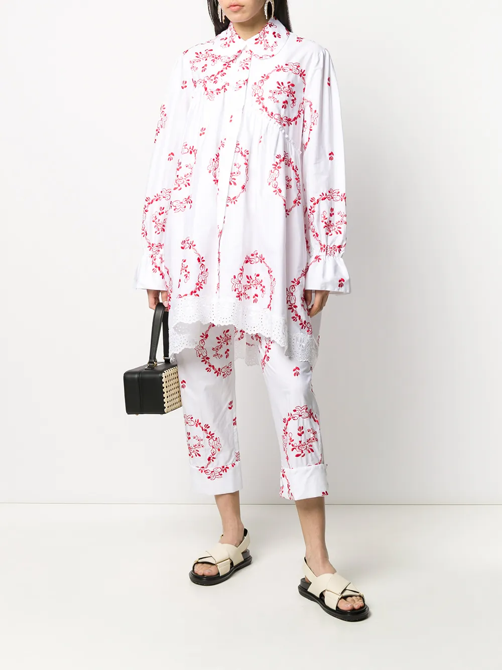Image 2 of Simone Rocha embroidered ruffled long shirt