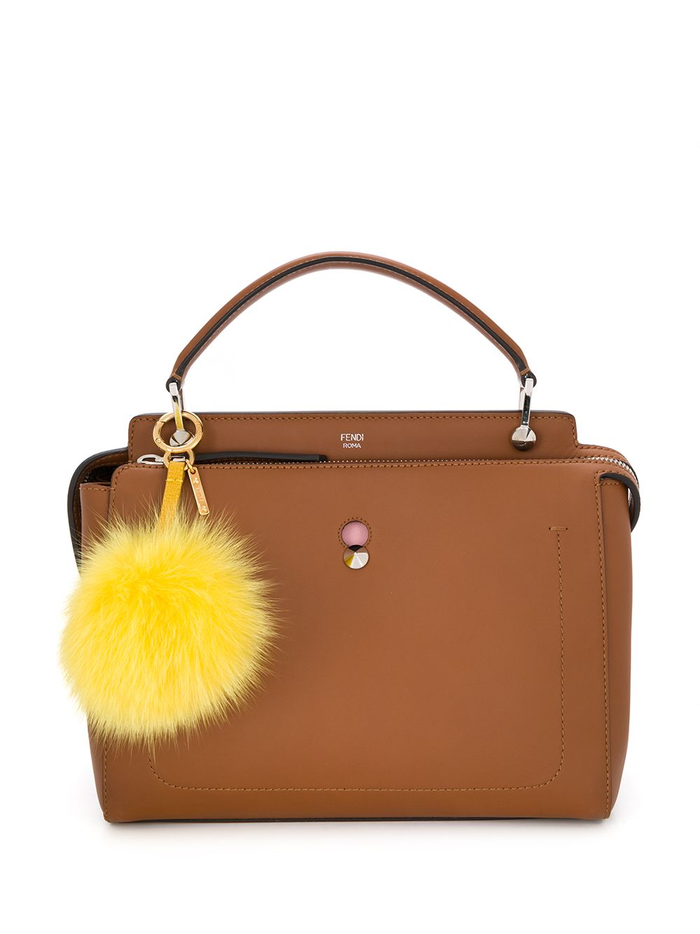 Pre-owned Fendi Pompom Details Tote In Brown