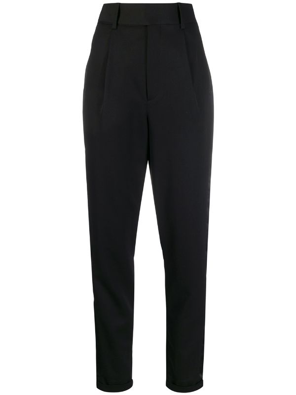 white high waisted tailored trousers