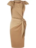 Burberry Tie Detail Tri-tone Silk Jersey Dress - Neutrals