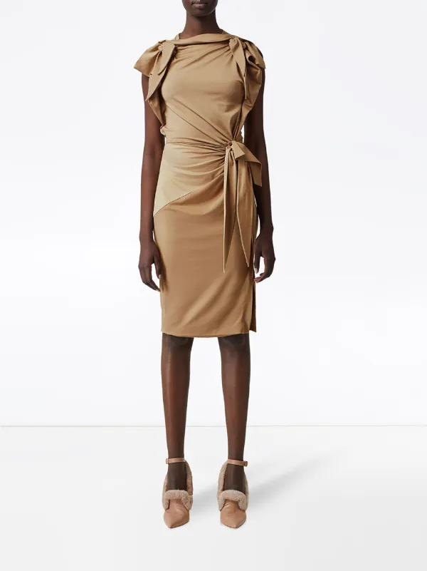 Burberry Women's Knotted Stretch-Silk Sheath Dress - Wheat - Size 2 Burberry Women's Knotted Stretch-Silk Sheath Dress - Wheat - Size 2