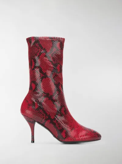 stuart weitzman red snakeskin boots