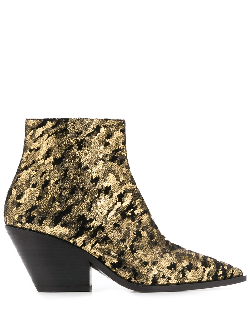 Casadei Galac Metallic Ankle Boots In Gold
