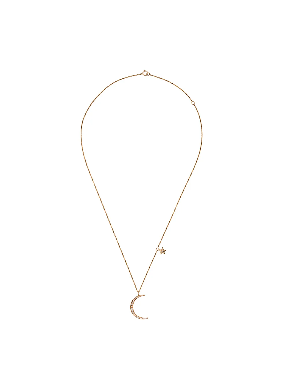18kt Yellow Gold Moon And Star Necklace
