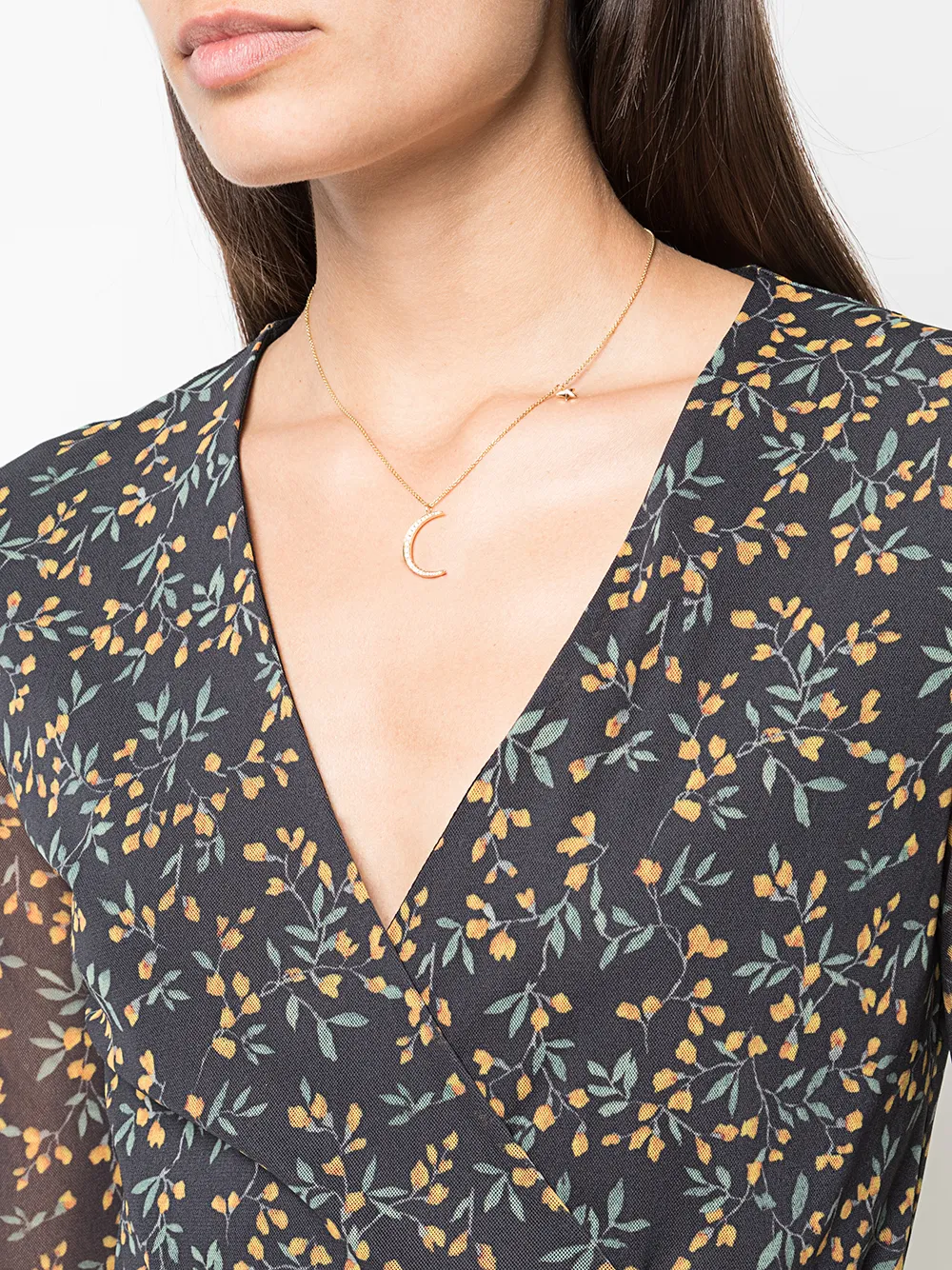 18kt Yellow Gold Moon And Star Necklace